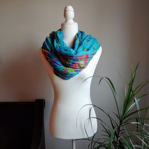 Large Blue Floral Scarf Shawl Wrap Skirt Cover up